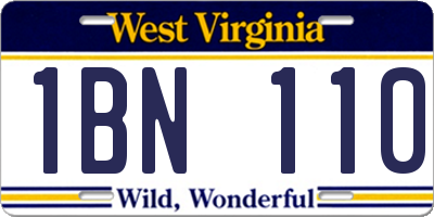 WV license plate 1BN110