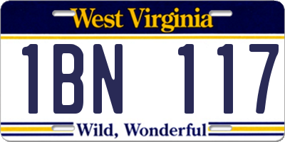 WV license plate 1BN117