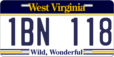 WV license plate 1BN118