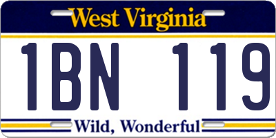 WV license plate 1BN119
