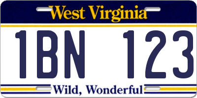 WV license plate 1BN123
