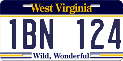 WV license plate 1BN124
