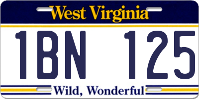 WV license plate 1BN125