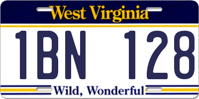WV license plate 1BN128