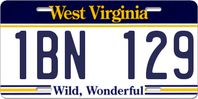 WV license plate 1BN129