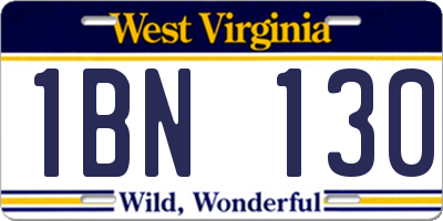 WV license plate 1BN130