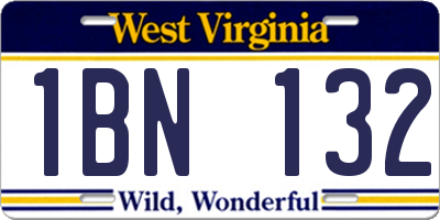 WV license plate 1BN132