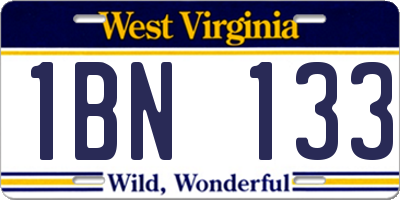 WV license plate 1BN133