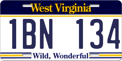 WV license plate 1BN134