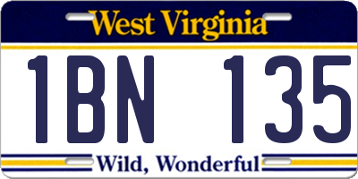 WV license plate 1BN135