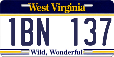 WV license plate 1BN137