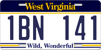 WV license plate 1BN141