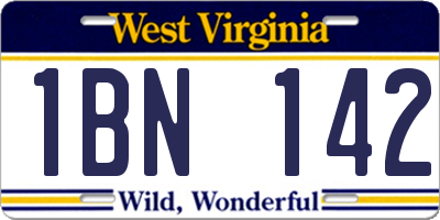 WV license plate 1BN142