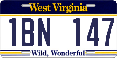 WV license plate 1BN147