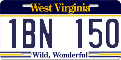 WV license plate 1BN150