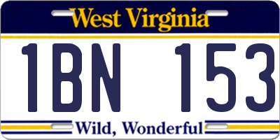 WV license plate 1BN153