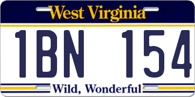 WV license plate 1BN154