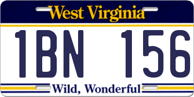 WV license plate 1BN156