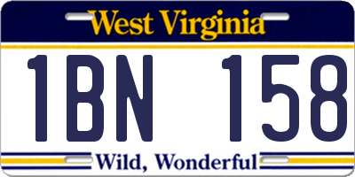 WV license plate 1BN158