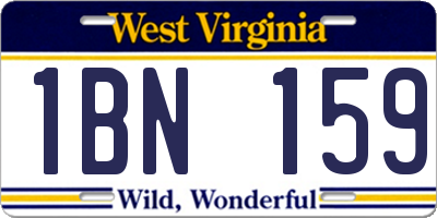 WV license plate 1BN159