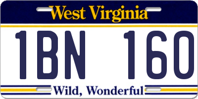 WV license plate 1BN160