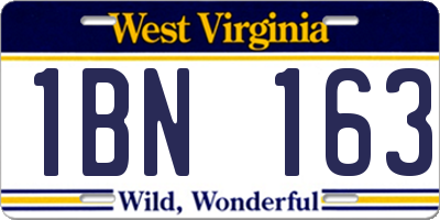 WV license plate 1BN163