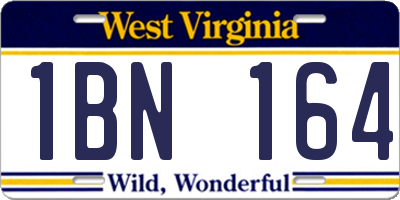 WV license plate 1BN164