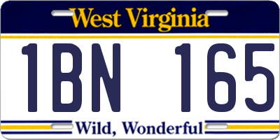 WV license plate 1BN165
