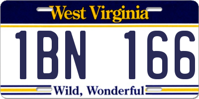WV license plate 1BN166