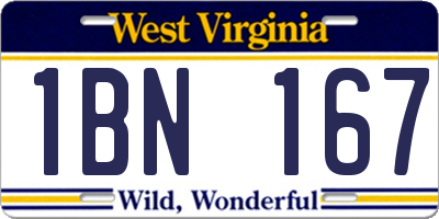 WV license plate 1BN167