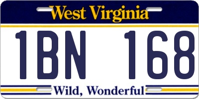 WV license plate 1BN168