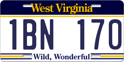 WV license plate 1BN170