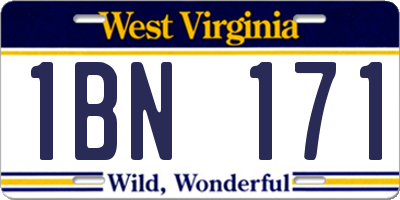 WV license plate 1BN171