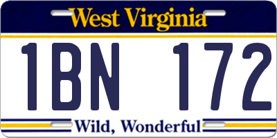 WV license plate 1BN172