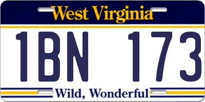 WV license plate 1BN173