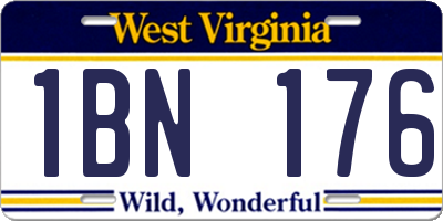 WV license plate 1BN176