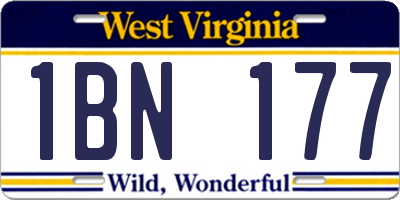 WV license plate 1BN177