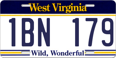 WV license plate 1BN179