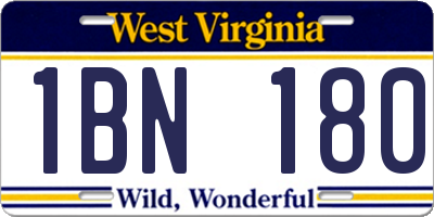 WV license plate 1BN180