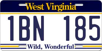 WV license plate 1BN185
