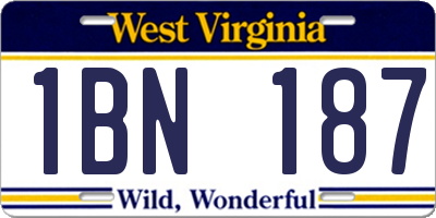 WV license plate 1BN187
