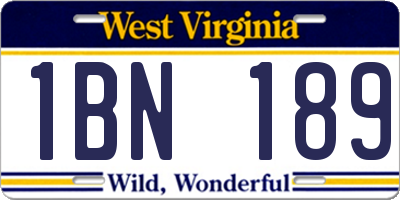 WV license plate 1BN189