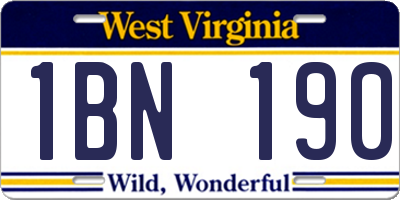 WV license plate 1BN190