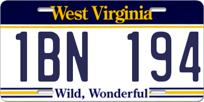 WV license plate 1BN194