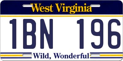 WV license plate 1BN196