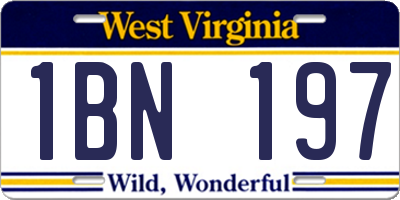 WV license plate 1BN197