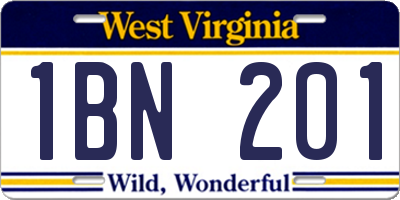 WV license plate 1BN201