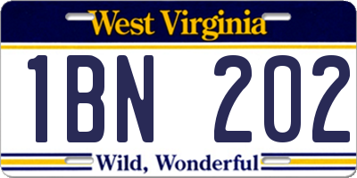 WV license plate 1BN202