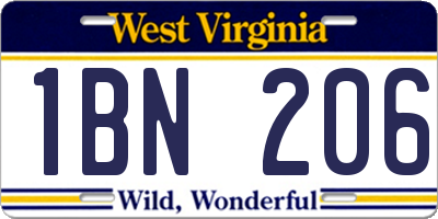 WV license plate 1BN206