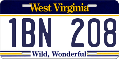 WV license plate 1BN208
